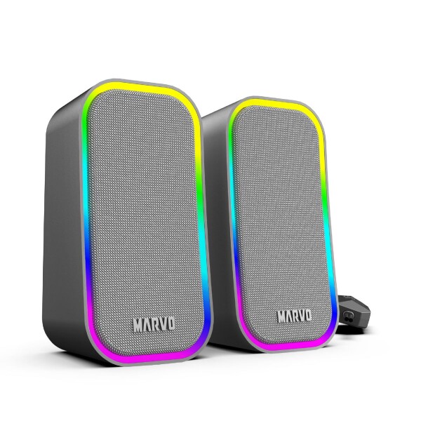 Parlante Gamer Pc Marvo Sg-285 2.0 Luz Rgb GRIS
