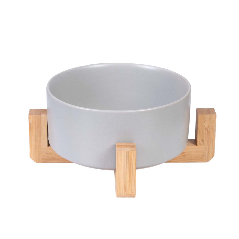 COMEDERO CERÁMICA CERAMICA-Y-MADERA GRIS A268
