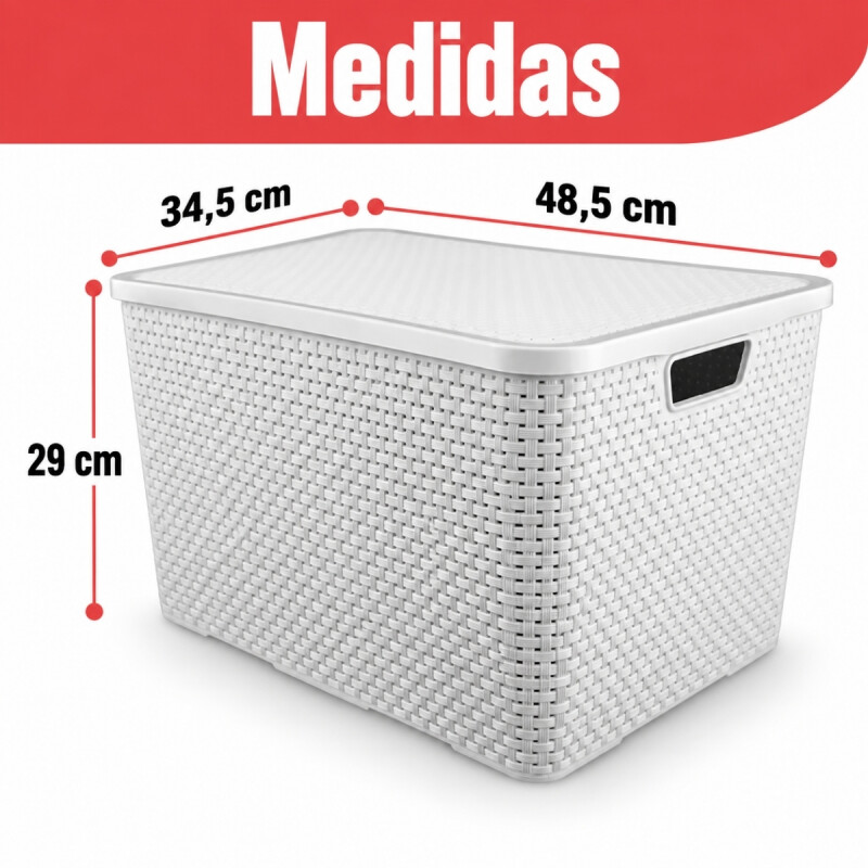 Set x2 Caja ratán 40 lts BLANCO