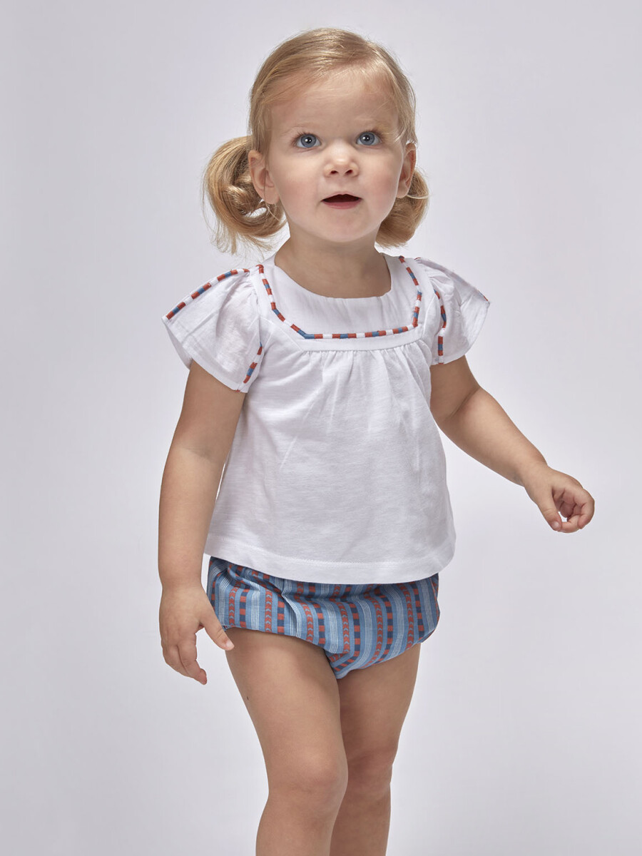 Camicia Bimba In Popelin Bianco Con Tira Bordata Ricamata | Gocco Autunno Inverno
