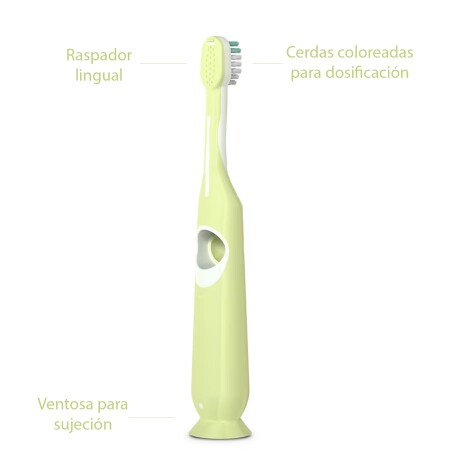 Cepillo Dental Kids 2-6 Años Suave Ventosa Con Tapa Verde
