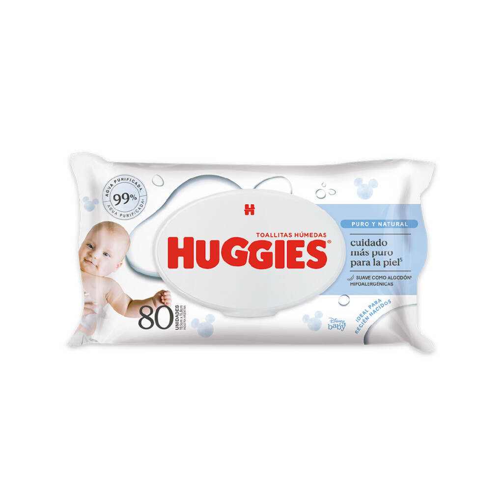 Toallitas Húmedas Puro y Natural Huggies - Cont 80 unidades
