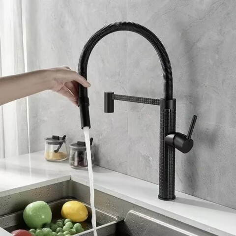 Griferia de cocina Monocomando de mesada Chef Pico móvil Grafito Satinado Griferia De Cocina Monocomando De Mesada Chef Pico Móvil Grafito Satinado