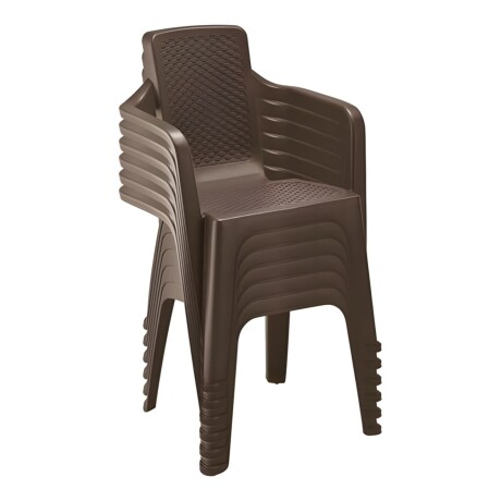 Silla de jardín apilable con apoyabrazos Rimax Eterna Wengue