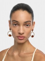 Pendientes Largos Con Piedras naranja