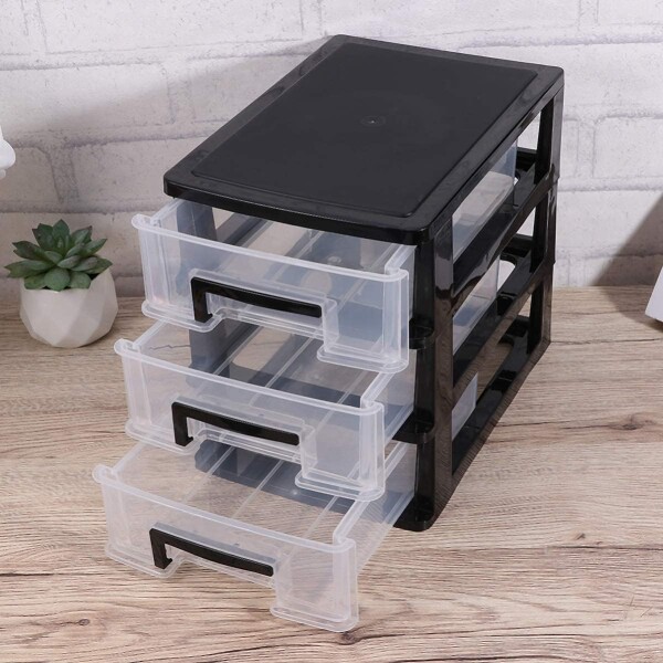 Organizador Plastico 3 Cajones Niveles Multiuso Baño Oficina Color Variante Negro