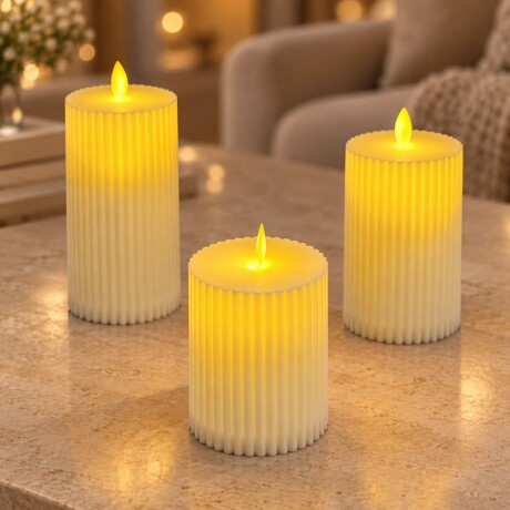 Vela LED Decorativa Acanalada Pequeña – Luz Cálida 10cm x 8cm Vela LED Decorativa Acanalada Pequeña – Luz Cálida 10cm x 8cm