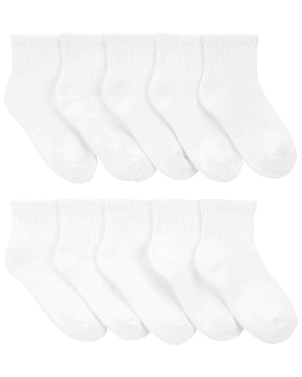Pack diez pares de medias tobilleras de algodón, blancas 