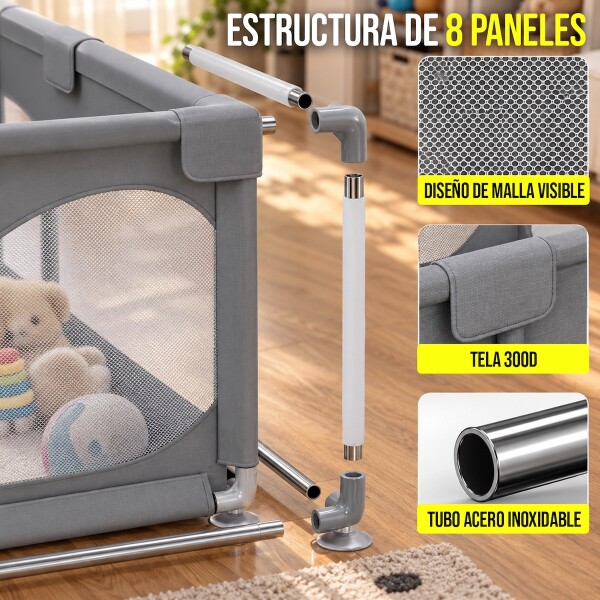 Corral para bebe corralito seguridad puerta pelotero niños IMBACK Color Gris Corral para bebe corralito seguridad puerta pelotero niños IMBACK Color Gris