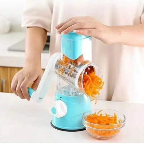 Procesadora Manual Cortador Rallador Verduras Frutas Queso Celeste