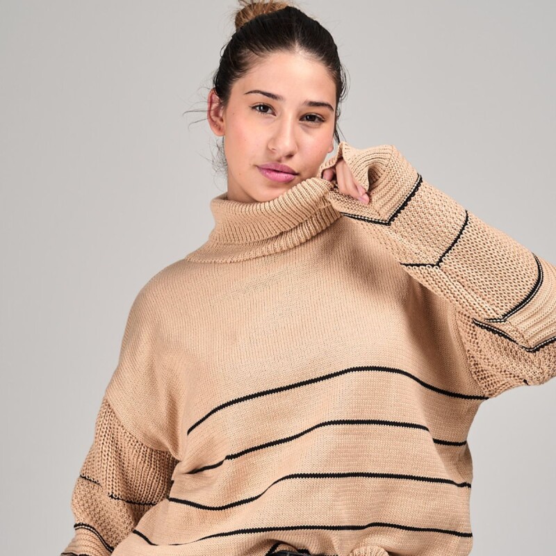 Buzo tejido rompe viento slowly Beige/black