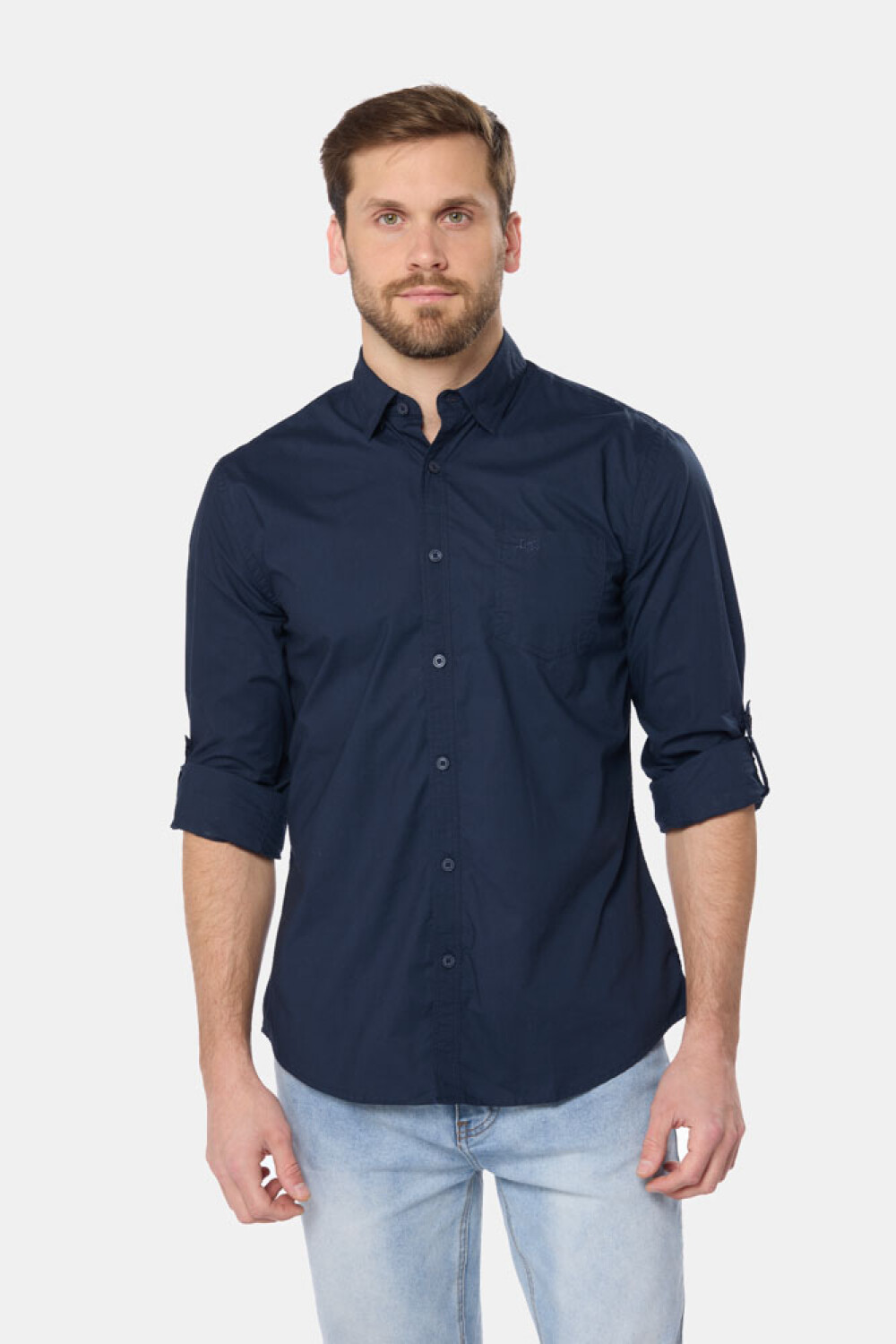 CAMISA LISA DE ALGODÓN Azul