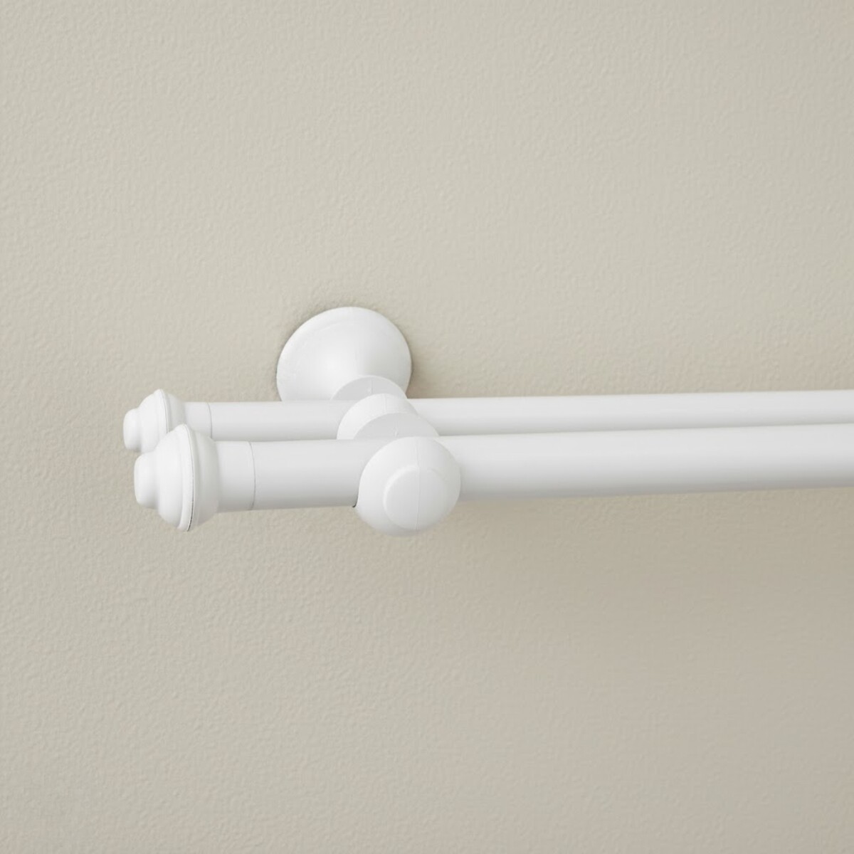 Barrote cortina doble de metal 2 Metros + 2 Soportes - BLANCO 