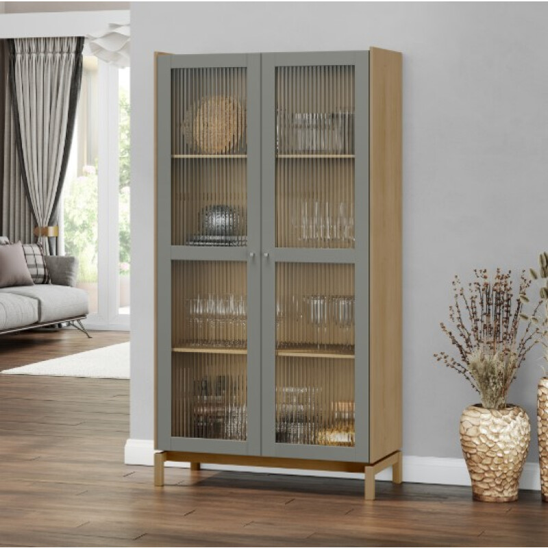 Vitrina de Cristal Barcelona – 2 Puertas (1,90 m) Color Roble / Ferrolack Vitrina de Cristal Barcelona – 2 Puertas (1,90 m) Color Roble / Ferrolack