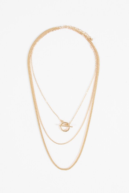 Collar cadena triple dorado