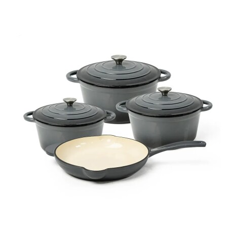 SET DE OLLAS DE HIERRO FUNDIDO FIRE KING 7 PCS GRIS SET DE OLLAS DE HIERRO FUNDIDO FIRE KING 7 PCS GRIS