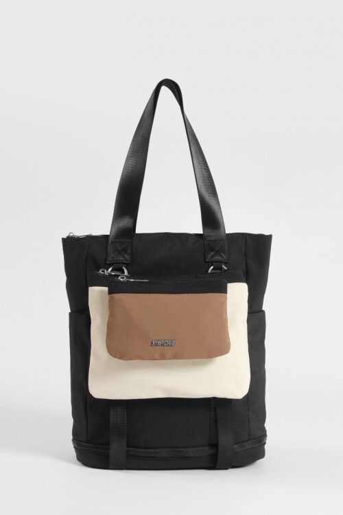 Mochila - shopper con bolsillo removible negro