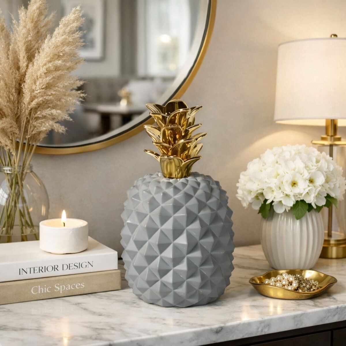 DECORACION PIÑA Gris 