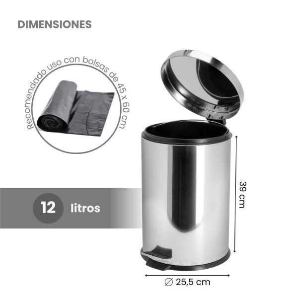 Cesto de basura 12 Litros Residuos Papelera Extraíble Acero Inoxidable cb006 Cesto de basura 12 Litros Residuos Papelera Extraíble Acero Inoxidable cb006