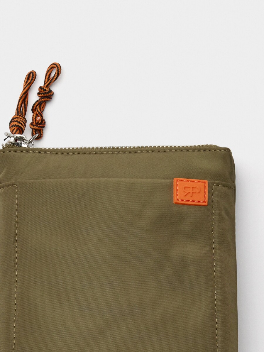 Bolso Bandolera Doble De Nylon caqui