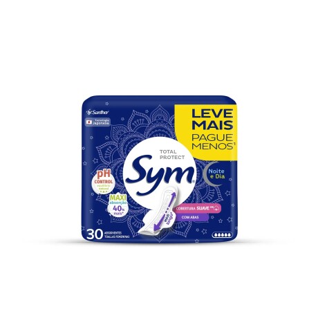Toallitas Femeninas Sym Noche y Día Suave con Alas 30U 001