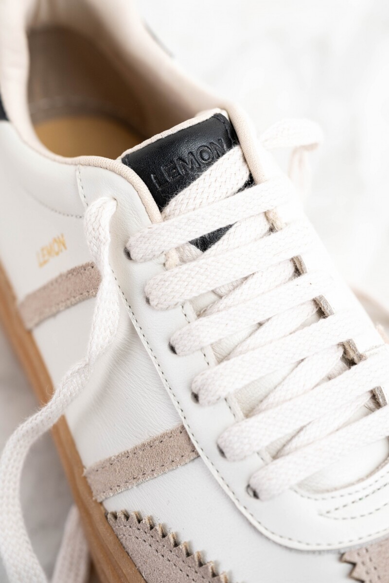 Zapatilla Combinada Cuero Nácar