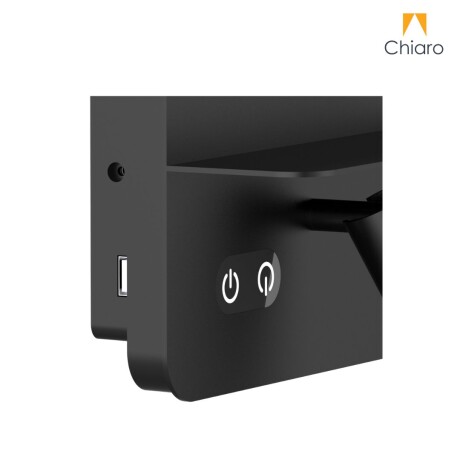 Portátil led de pared con SPOT, USB y DOBLE LUZ DIM 2700K NEGRA