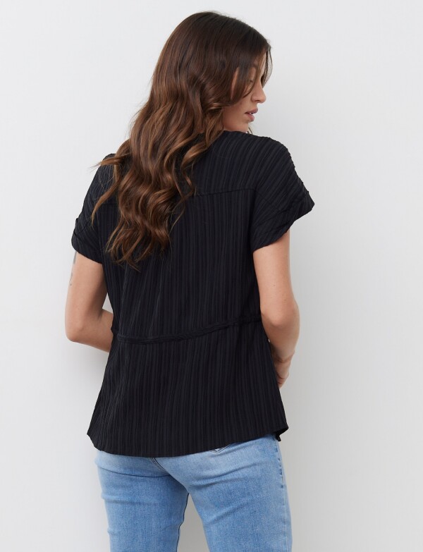 Blusa Algodon Escote V NEGRO