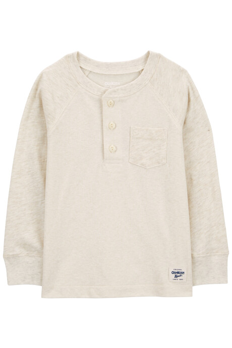 Remera henley de algodón, manga larga, crema. Talles 2-5T Remera henley de algodón, manga larga, crema. Talles 2-5T