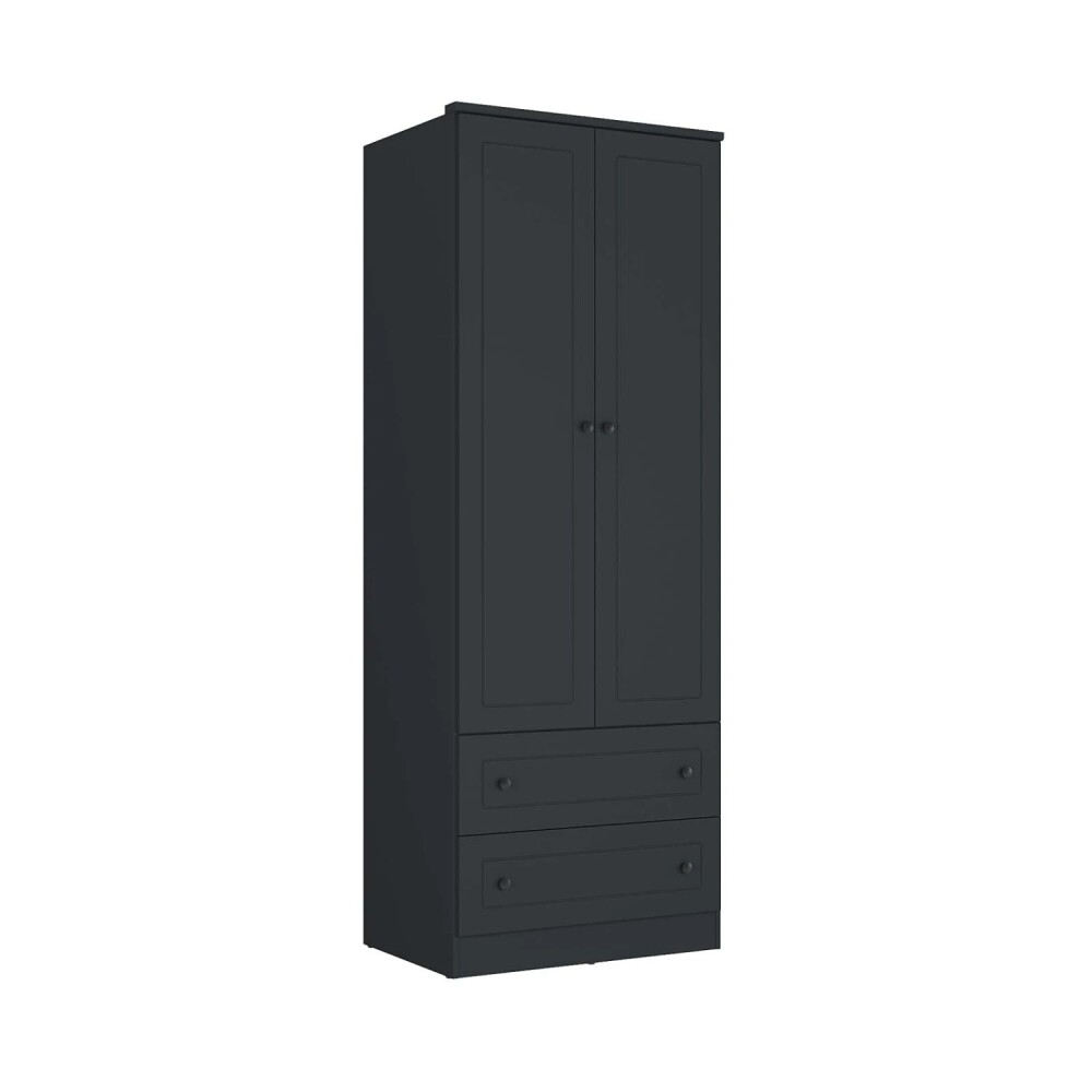 Ropero Americana PLUS 2 puertas + 2 Cajones - 100%MDF Grafito