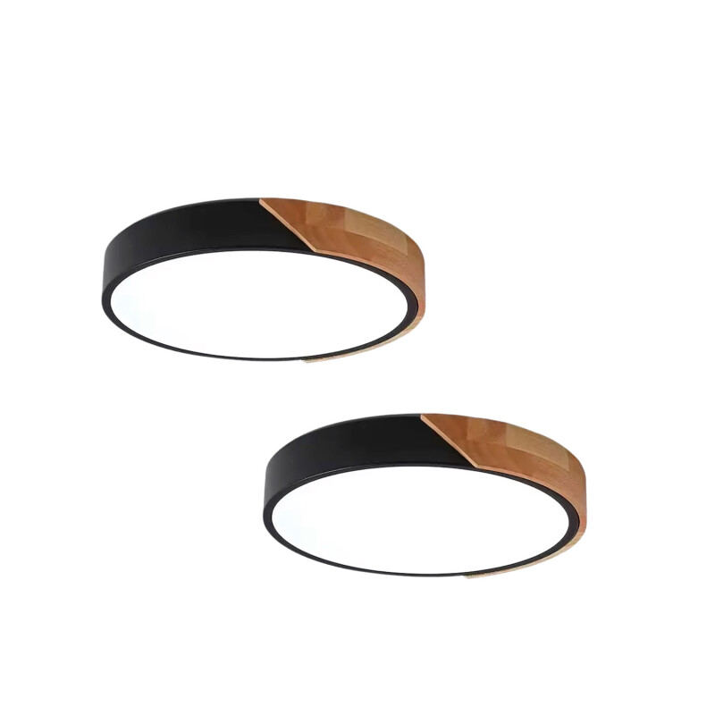 Set x 2 Plafon Techo Lumax Led Nórdico 30cm 24W Negro
