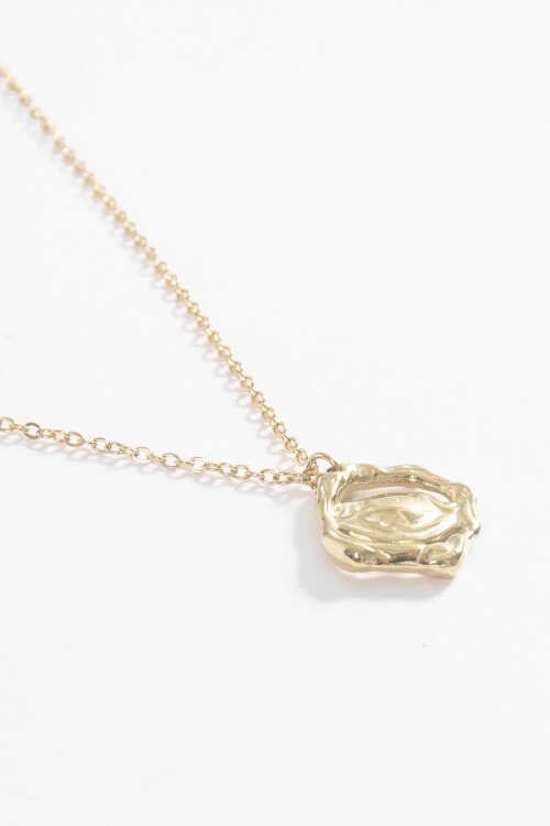 Collar acero con dije irregular dorado