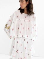 Blusa Con Bordado De 100% Algodón multicolor