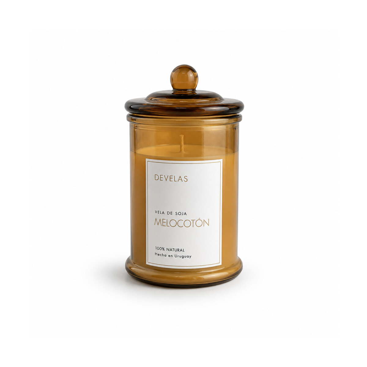 Vela Aromática en Envase Pirex Ámbar Grande - MELOCOTÓN 