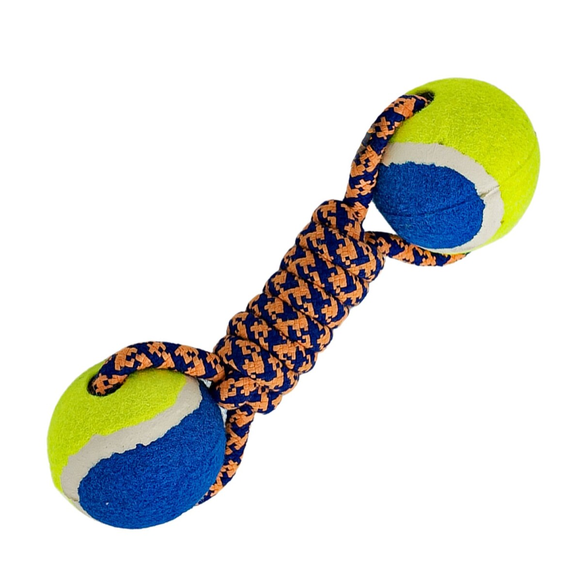 Juguete Perro Pelotas Tenis Cuerda Soga Trenzada Mascotas - Variante Color Azul y Naranja 