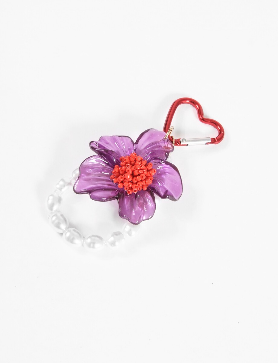 Llavero perlas flor - multicolor 