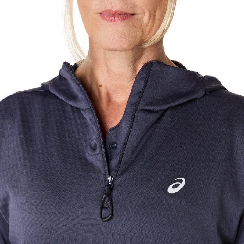 Polera Running Road Winter Ls Hoodie Mujer Indigo Fog