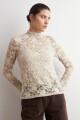 Media polera de encaje beige