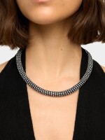 Collar Tubular De Cristales plateado