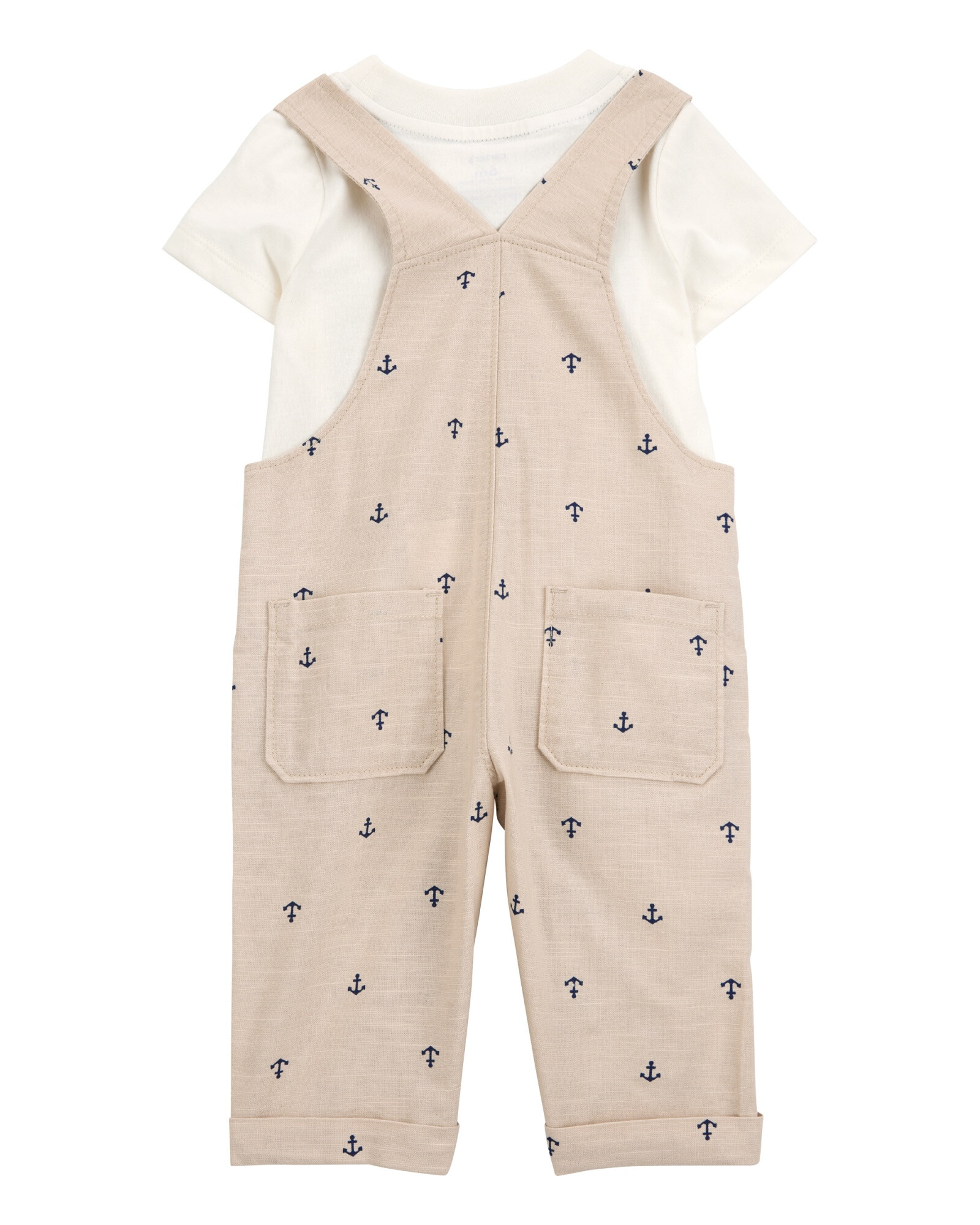 Set dos piezas de algodón, enterito corto y remera, diseño anclas Set dos piezas de algodón, enterito corto y remera, diseño anclas