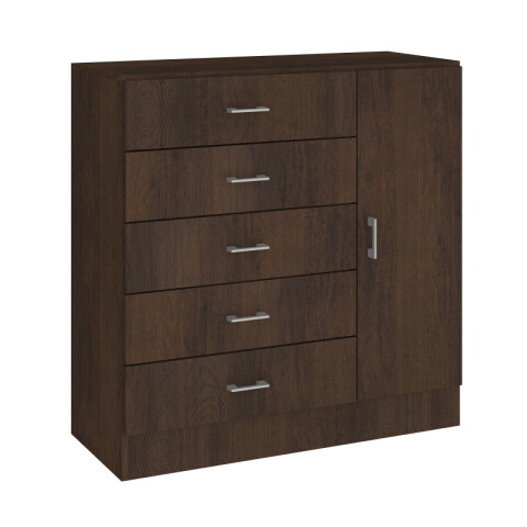 Comoda Cajonera para Dormitorio de 5 Cajones 1 Puerta y 1 Estante interno - FE - Marron Comoda Cajonera para Dormitorio de 5 Cajones 1 Puerta y 1 Estante interno - FE - Marron