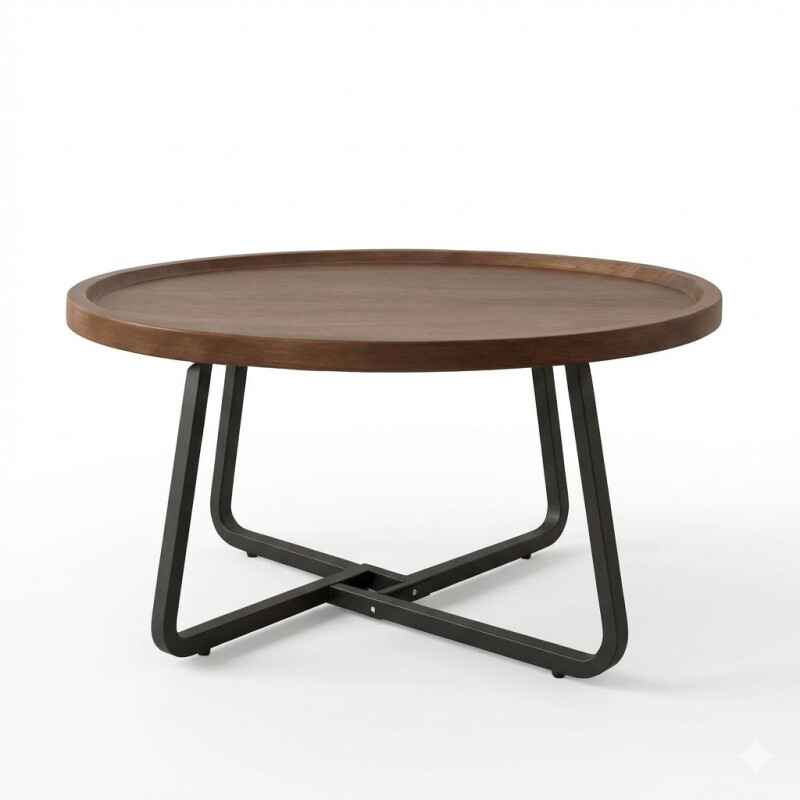 Mesa de Centro Redonda Madera Y Metal Mesa de Centro Redonda Madera Y Metal