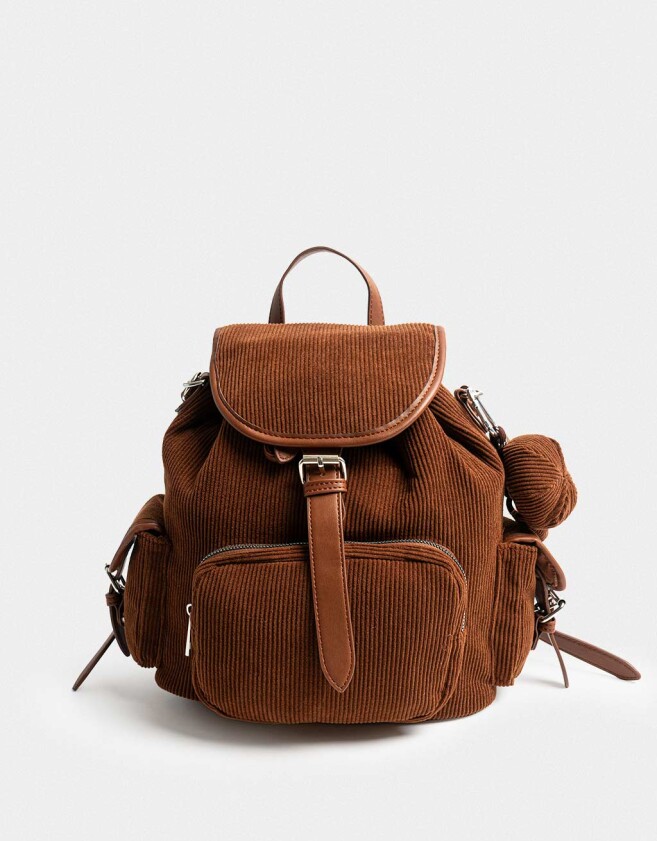 Mochilas Urbanas Mochila Solapa Corderoy Chocolate - Marron Chocolate