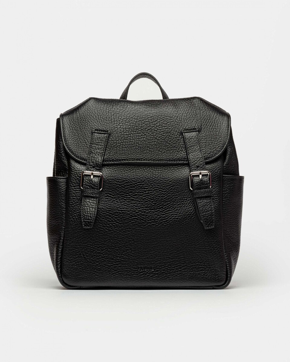 Mochila Aventure En Cuero Graneado - Negro 
