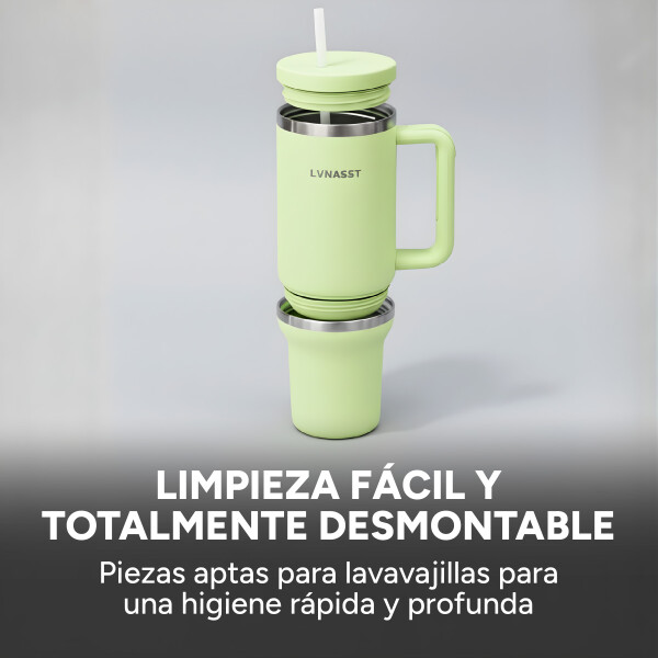 Vaso Térmico Acero inoxidable Doble 890ml + 295ml C/pajita Color Verde