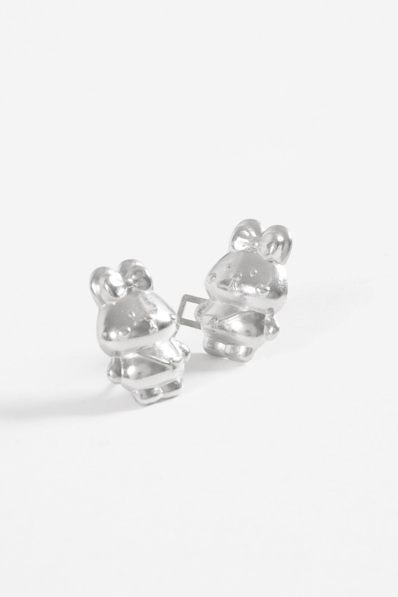 Prendedor doble bunny plateado