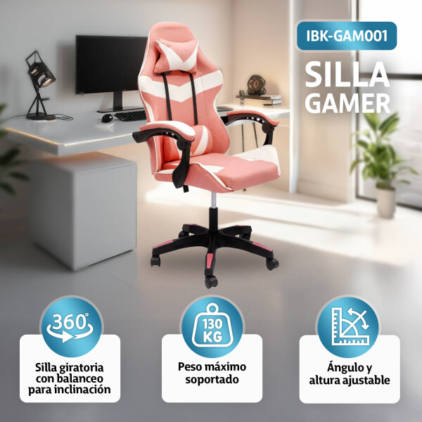 Silla Gamer De Escritorio Ergonomica Pc Gaming Tela Cuero Sintetico Imback Rosa Y Blanca Silla Gamer De Escritorio Ergonomica Pc Gaming Tela Cuero Sintetico Imback Rosa Y Blanca
