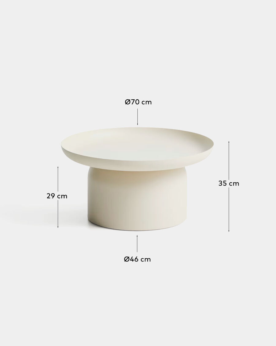 Mesa de centro Arcola de aluminio crudo Ø70cm