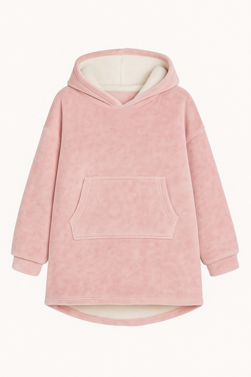 Buzo Manta Con Capucha Polar y Corderito unisex - Rosa 