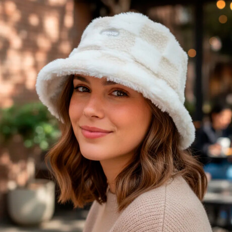 Gorro Bucket Split Cuadros Blanco